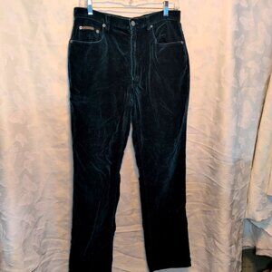Calvin Klein Dark Green Velvet High Waist Straight Jeans Y2K Vtg Women's Sz 11